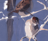 Farm sparrows detail painting by Esther Tyson