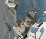 Farm sparrows painting by Esther Tyson