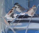 Farm sparrows painting by Esther Tyson