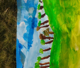 Blue sky School mural Keswick